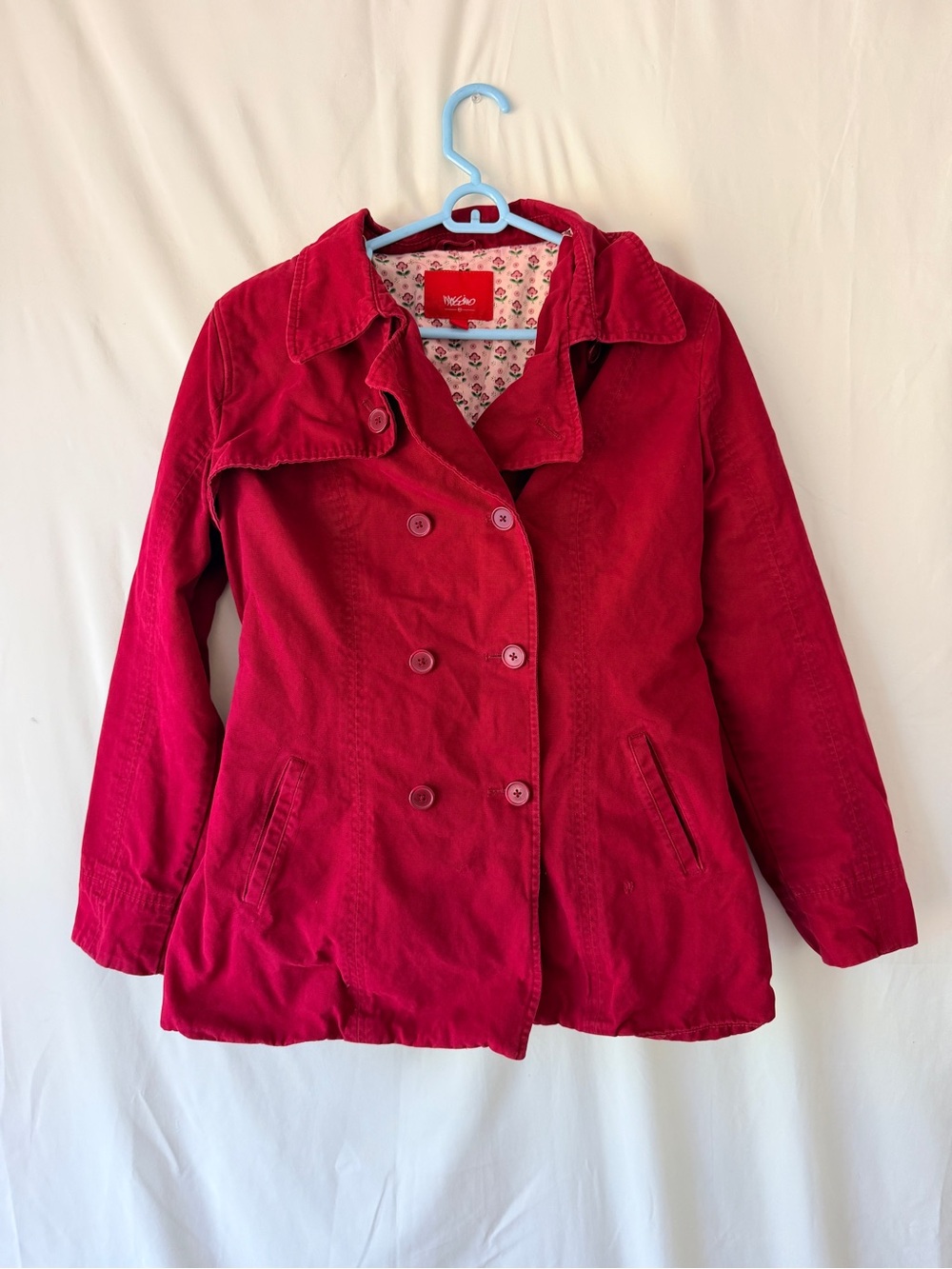 Mossimo Cotton Double-Breasted Red Pea Coat